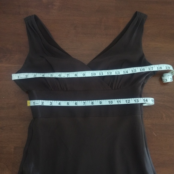 J. Crew Sophia Silk Dress Brown V Neck Midi A-Line - Picture 7 of 8